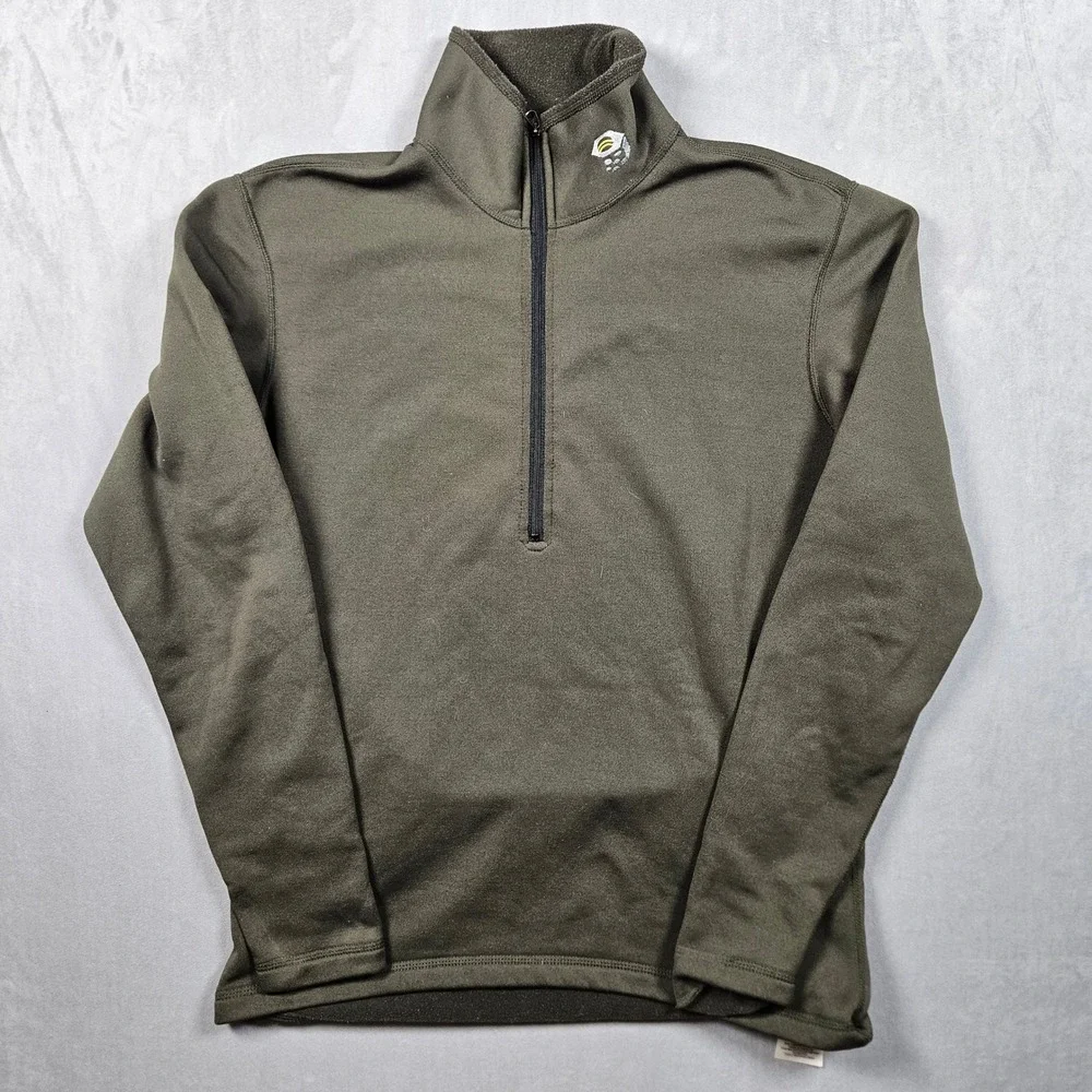 Mountain Hardwear Sweatshirt Mens Medium‎ Green 1/4 Zip Lined Pullover USA Made